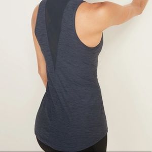 Old Navy active stretch workout top dark heather blue gray, great condition